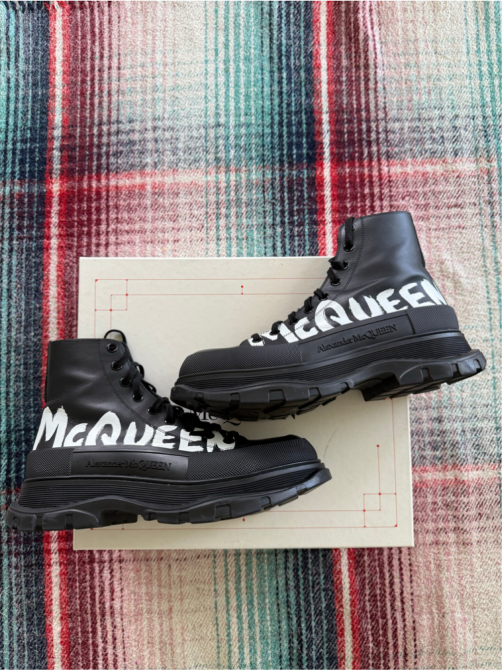 Alexander McQueen Men's Graffiti Tread Slick Boots 44